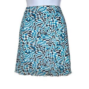 Wray Women Large Ana Skirt Mini Piscine Blue Check Multicolor Lined Y2K